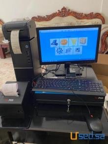 كاشير بجهاز كمبيوتر واى فاى طابعه باركود